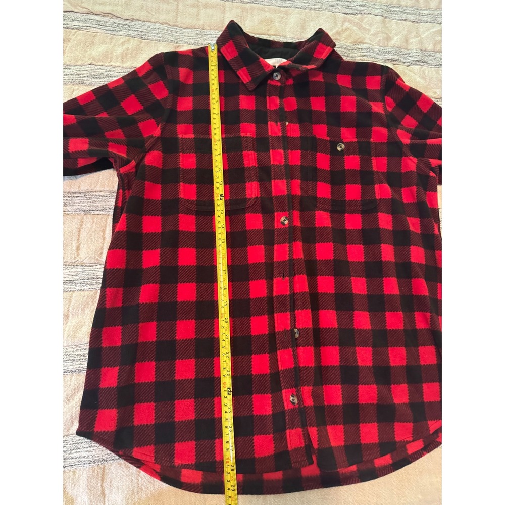 Time and Tru Gorpcore Womens XL Red Black Buffalo Plaid Fleece Shirt Jacket - Picture 4 of 6